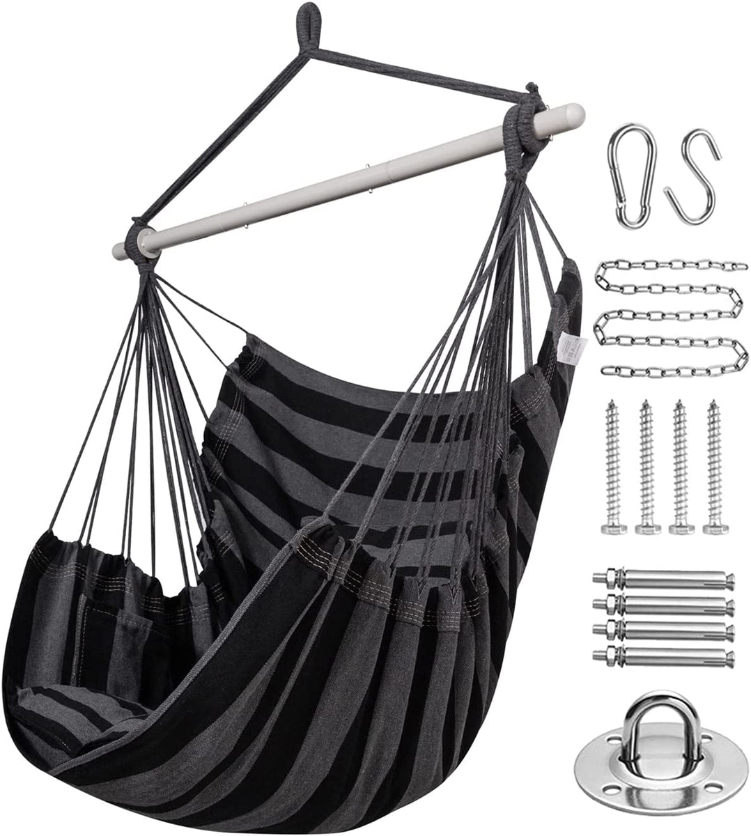 Miztli Hammock Chair Hanging Chair Swing with Anti-Slip Steel Spreader