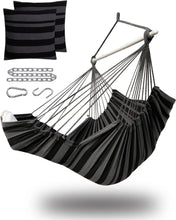 Load image into Gallery viewer, Miztli Hammock Chair Hanging Chair Swing with Foot Rest, Max 500 Lbs, Steel Spreader Bar with Anti-Slip Rings-2 Cushions Included-for Bedroom Indoor and Outdoor