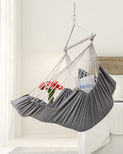 Load image into Gallery viewer, Miztli Hammock Chair Hanging Chair Swing with Foot Rest, Max 500 Lbs, Steel Spreader Bar with Anti-Slip Rings-2 Cushions Included-for Bedroom Indoor and Outdoor