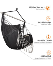 Load image into Gallery viewer, Miztli Hammock Chair Large Hammock Swing Chair Macrame Hanging Hammock Chair Outdoor Indoor-Max 500lbs-Heavy Duty and Comfort