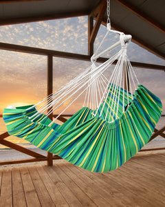 Miztli Hammock Chair Hanging Chair Swing with Foot Rest, Max 500 Lbs, Steel Spreader Bar with Anti-Slip Rings-2 Cushions Included-for Bedroom Indoor and Outdoor