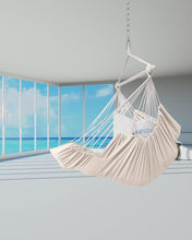 Load image into Gallery viewer, Miztli Hammock Chair Hanging Chair Swing with Foot Rest, Max 500 Lbs, Steel Spreader Bar with Anti-Slip Rings-2 Cushions Included-for Bedroom Indoor and Outdoor