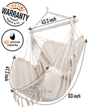 Load image into Gallery viewer, Miztli Hammock Chair Large Hammock Swing Chair Macrame Hanging Hammock Chair Outdoor Indoor-Max 500lbs-Heavy Duty and Comfort