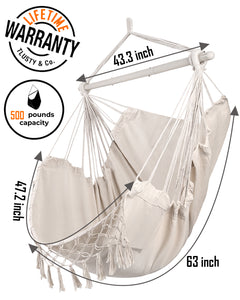 Miztli Hammock Chair Large Hammock Swing Chair Macrame Hanging Hammock Chair Outdoor Indoor-Max 500lbs-Heavy Duty and Comfort