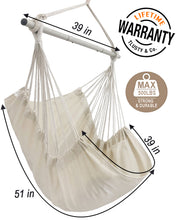 Load image into Gallery viewer, MIZTLI Hammock Chair Hanging Chair Swing Chair Hanging Chair for Bedroom Indoor Outdoor- Max 500 Lbs－Steel Spreader Bar with Anti-Slip Rings