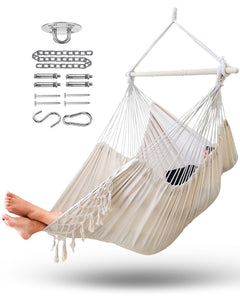 Miztli Hammock Chair Large Hammock Swing Chair Macrame Hanging Hammock Chair Outdoor Indoor-Max 500lbs-Heavy Duty and Comfort