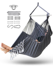 Load image into Gallery viewer, Miztli Hammock Chair Large Hammock Swing Chair Macrame Hanging Hammock Chair Outdoor Indoor-Max 500lbs-Heavy Duty and Comfort