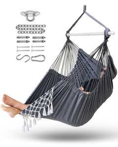 Miztli Hammock Chair Large Hammock Swing Chair Macrame Hanging Hammock Chair Outdoor Indoor-Max 500lbs-Heavy Duty and Comfort